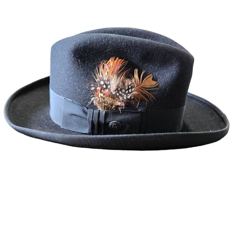 Stetson Selby Fur Wool Fedora Hat Felt Centerdent Made In USA SZ 55, 6 7/8